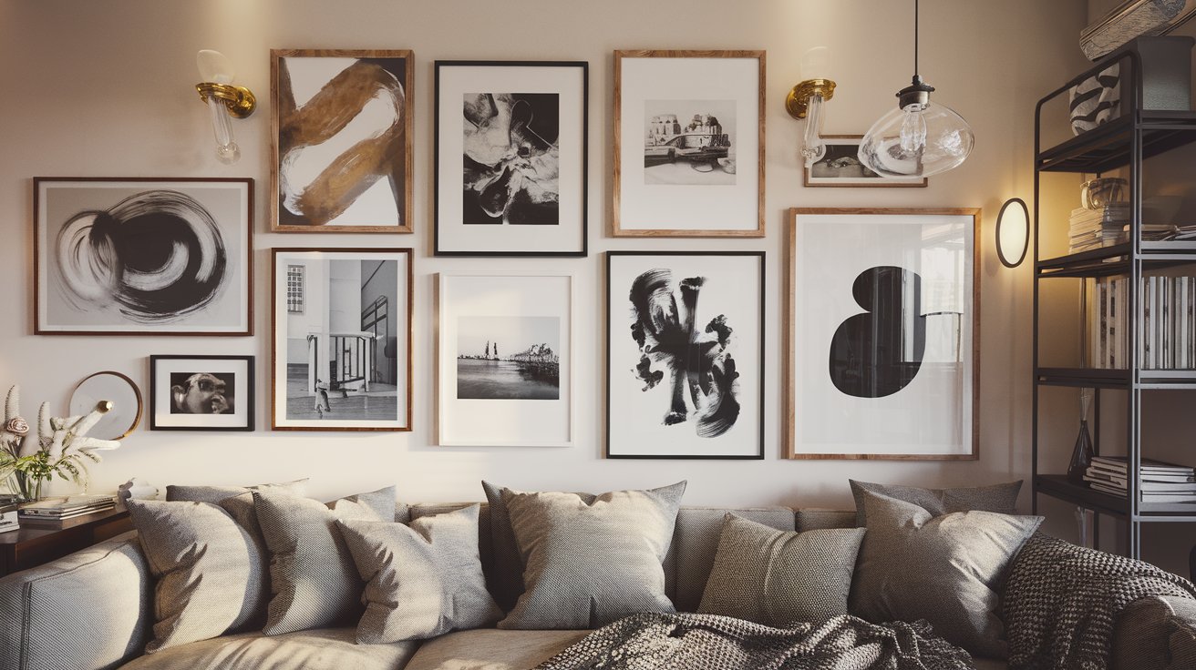 living decorat cu tablouri